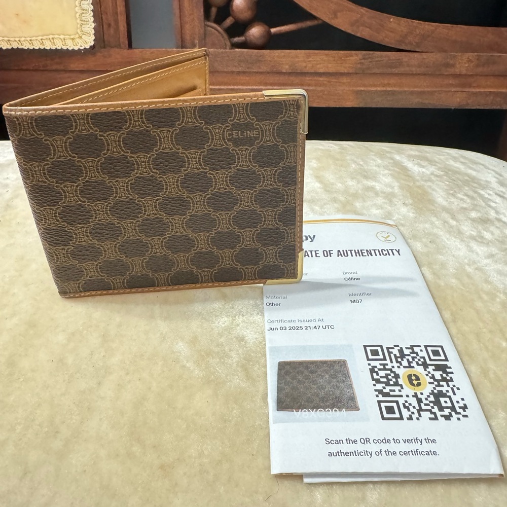 Celine Brown and Tan Key Card Holder